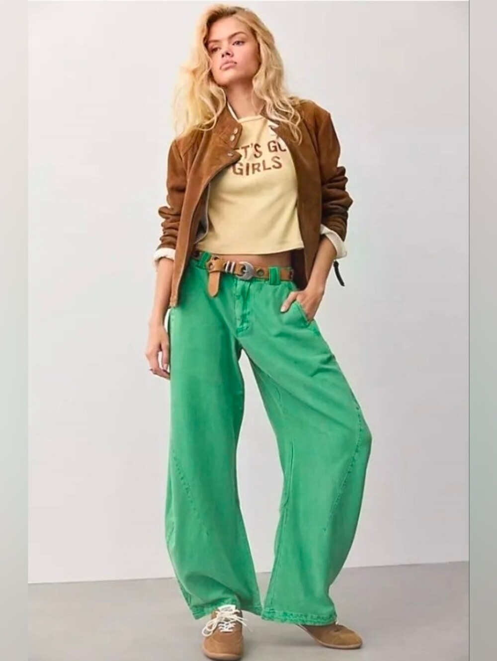 We The Free Easton Low-Rise Workwear Jeans In Shamrock Green Sz 28 NWOT